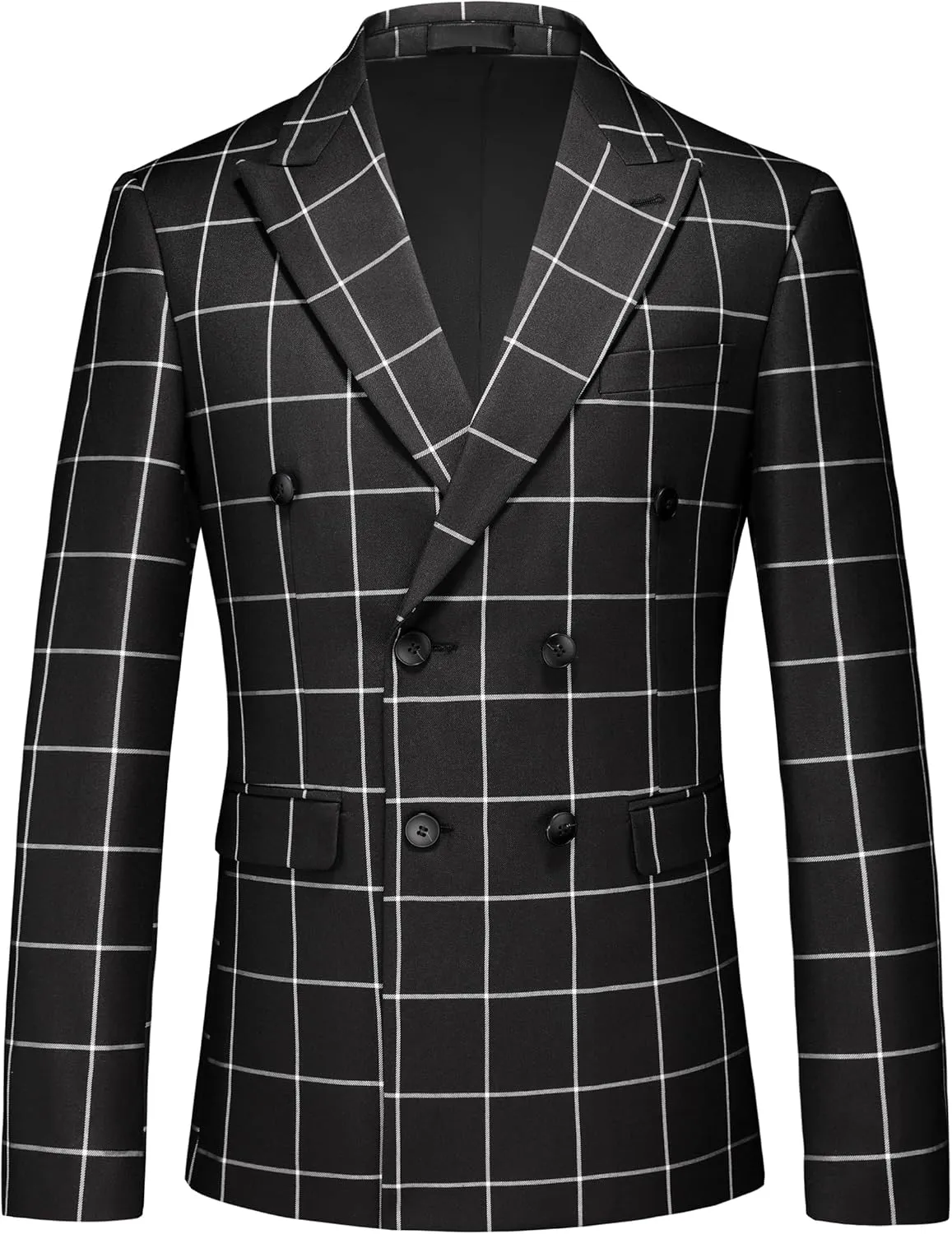 MOGU Men's Slim Fit Plaid Suit Set  Sport Coat Blazer, Vest & Pants (Each Sold Separately) for Wedding, Prom & Party