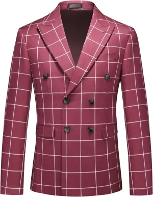 MOGU Men's Slim Fit Plaid Suit Set  Sport Coat Blazer, Vest & Pants (Each Sold Separately) for Wedding, Prom & Party