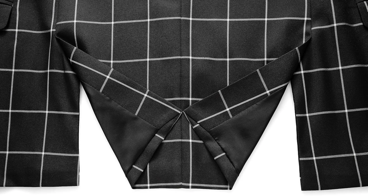 MOGU Men's Slim Fit Plaid Suit Set  Sport Coat Blazer, Vest & Pants (Each Sold Separately) for Wedding, Prom & Party