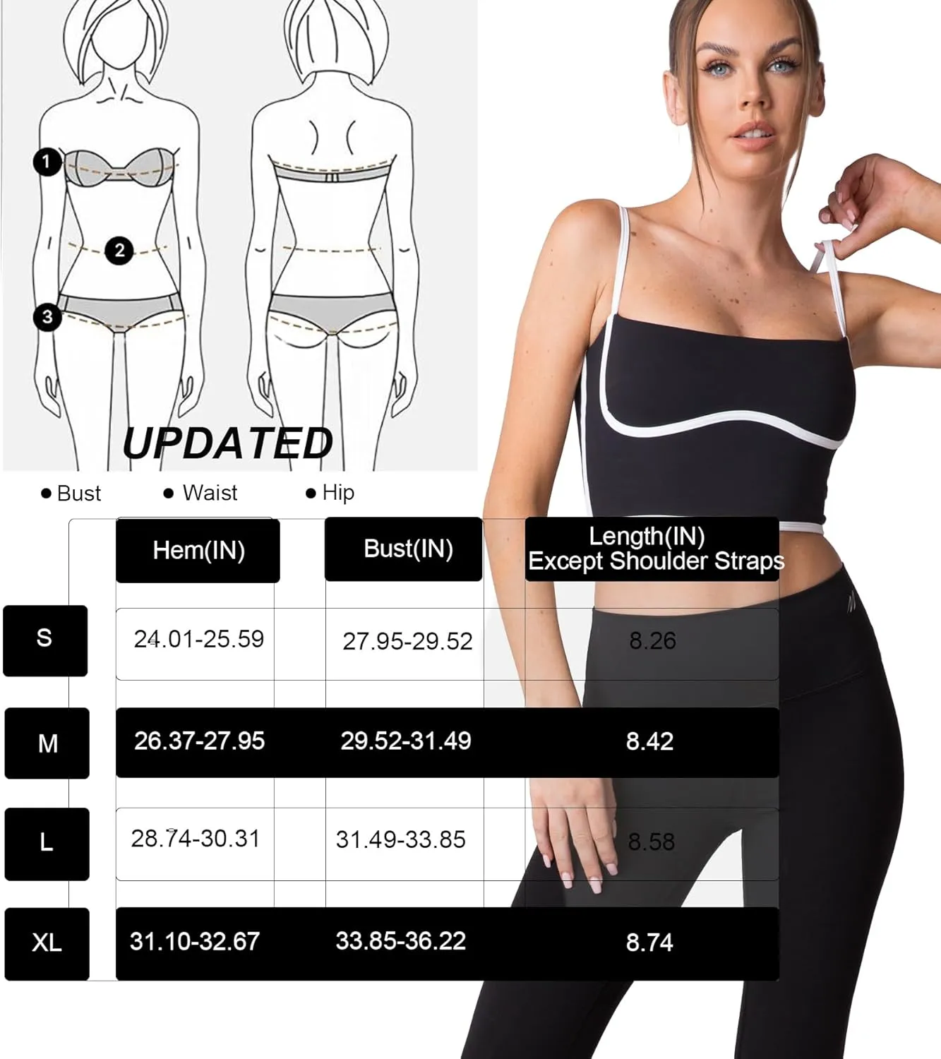 Move With You Sleeveless Spaghetti Strap Padded Sports Bra Tank Tops Square Neck Double Layer Workout Fitness Basic Crop Tops