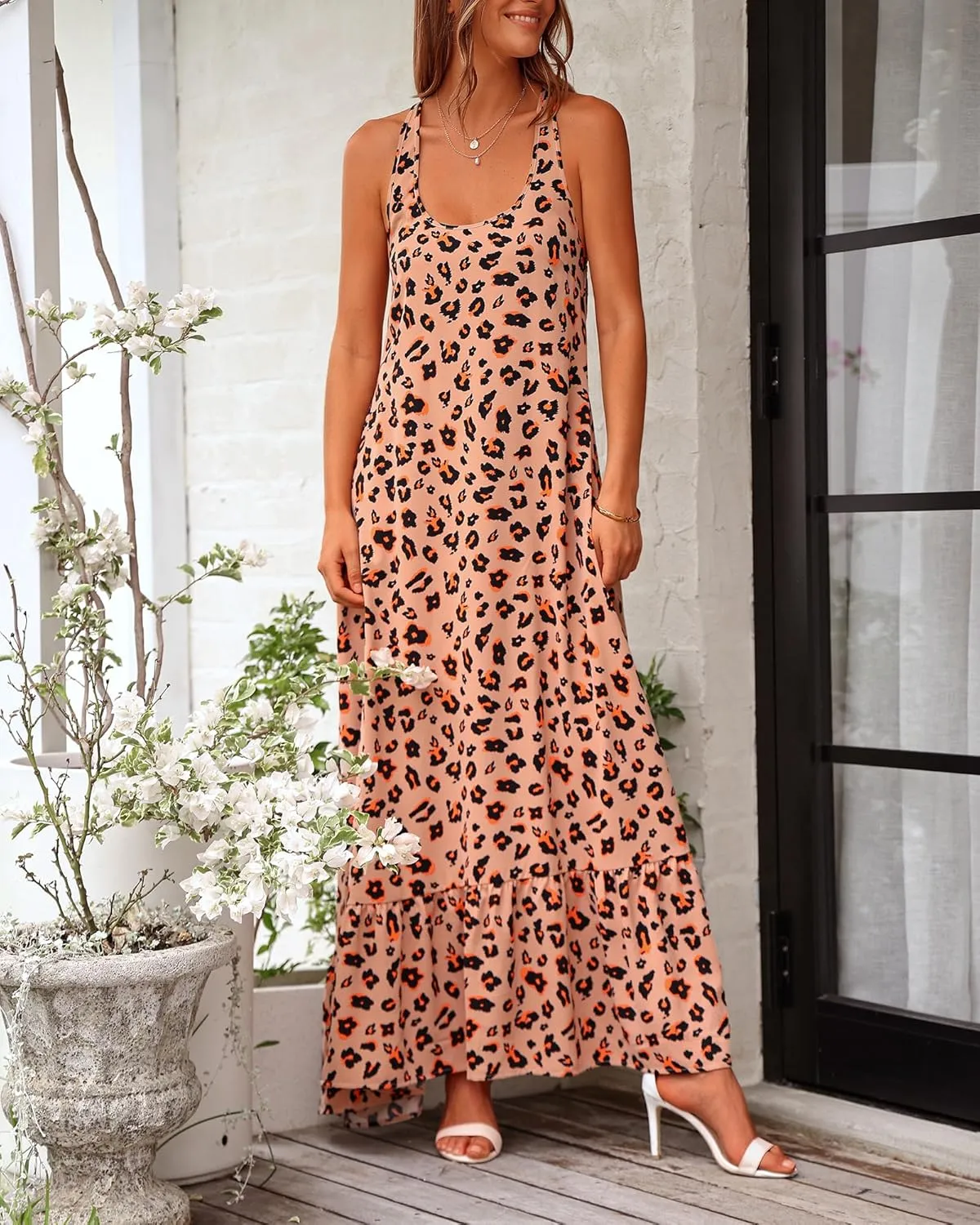 NOLLSOM Casual Women's Summer Dresses 2025 Sundress Sleeveless Floral Boho Long Dresses Beach Vacation Clothes
