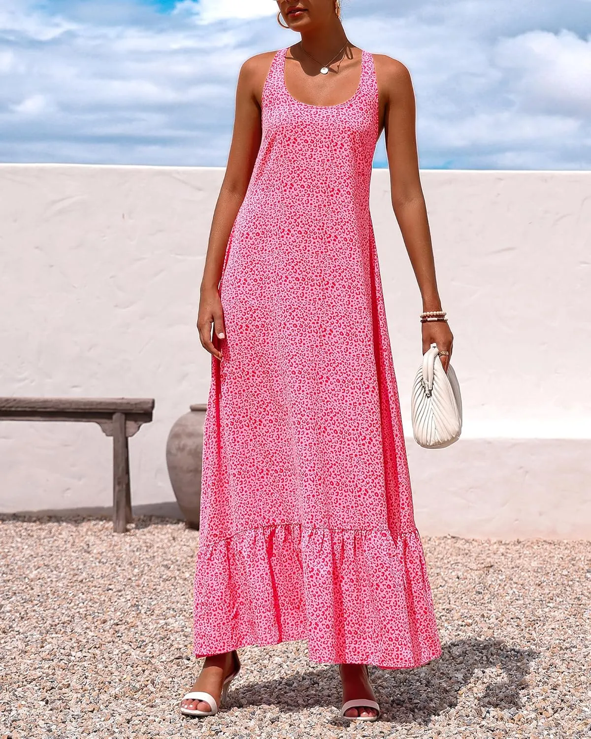 NOLLSOM Casual Women's Summer Dresses 2025 Sundress Sleeveless Floral Boho Long Dresses Beach Vacation Clothes