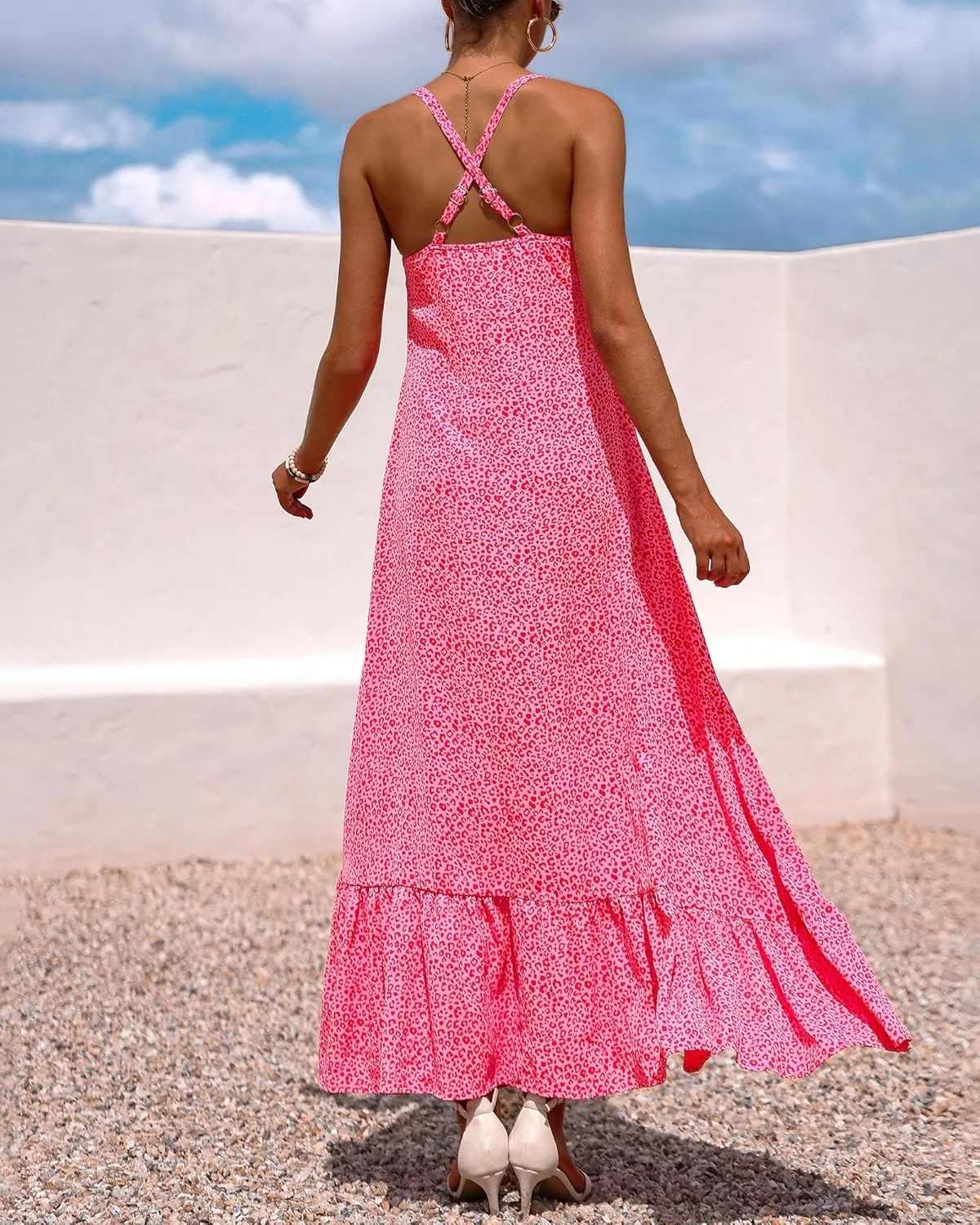 NOLLSOM Casual Women's Summer Dresses 2025 Sundress Sleeveless Floral Boho Long Dresses Beach Vacation Clothes