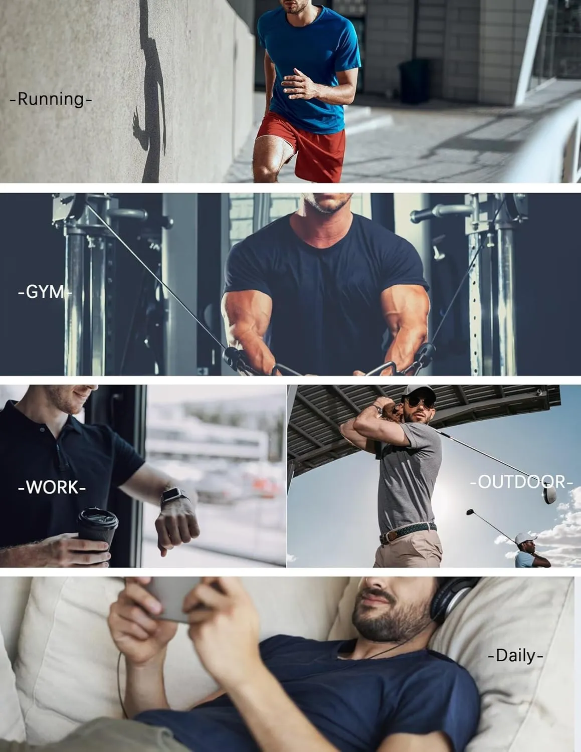 OYGSieg 6 Pack Mens Polo Shirts Performance Short Sleeve Golf Shirt Moisture Wicking Athletic Casual Collared T-Shirt