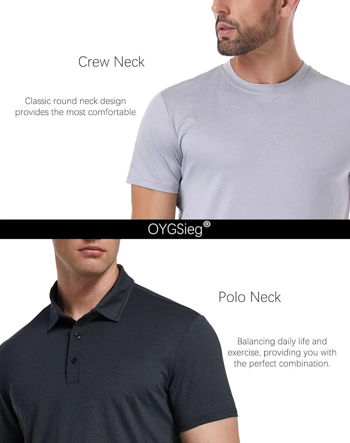 OYGSieg 6 Pack Mens Polo Shirts Performance Short Sleeve Golf Shirt Moisture Wicking Athletic Casual Collared T-Shirt