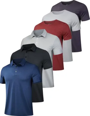 OYGSieg 6 Pack Mens Polo Shirts Performance Short Sleeve Golf Shirt Moisture Wicking Athletic Casual Collared T-Shirt