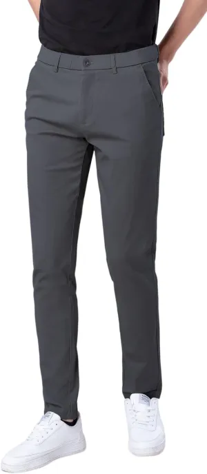 Plaid&Plain Men's Skinny Stretchy Khaki Pants Colored Pants Slim Fit Slacks Tapered Trousers