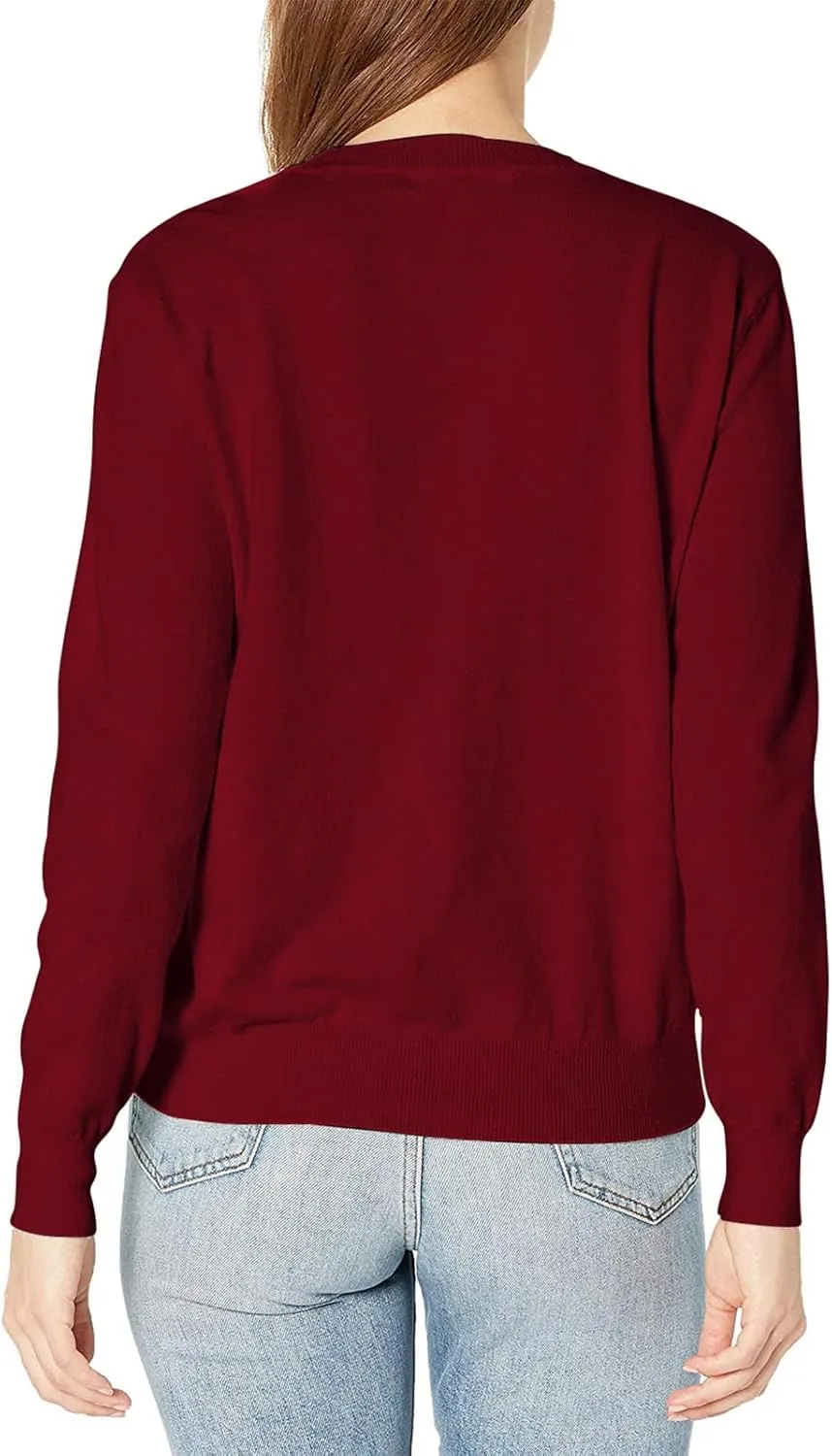 QUALFORT Women's Sweaters Long Sleeve Soft Lightweight Basic Knitted Pullover Sweater