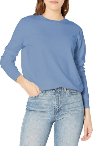 QUALFORT Women's Sweaters Long Sleeve Soft Lightweight Basic Knitted Pullover Sweater