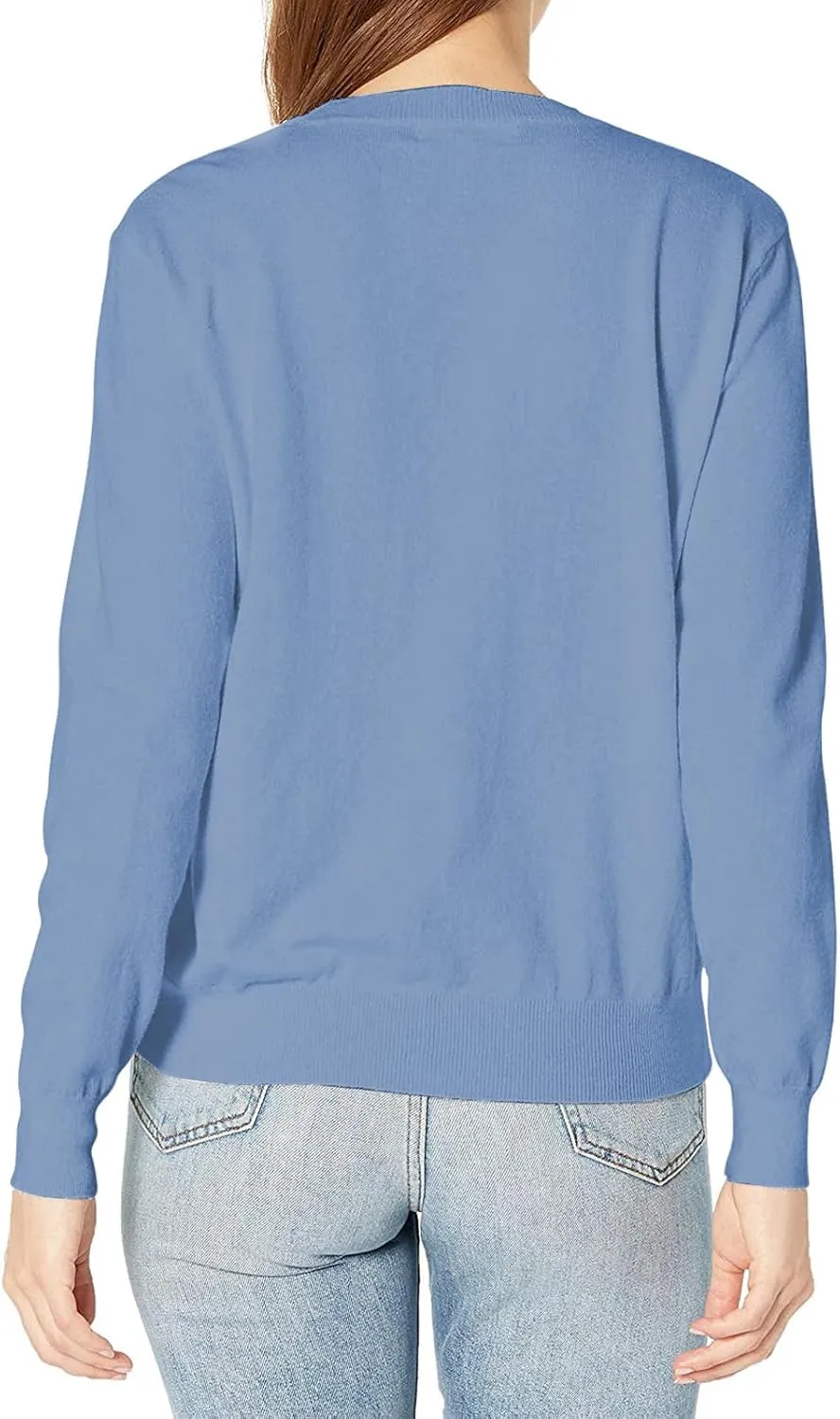 QUALFORT Women's Sweaters Long Sleeve Soft Lightweight Basic Knitted Pullover Sweater
