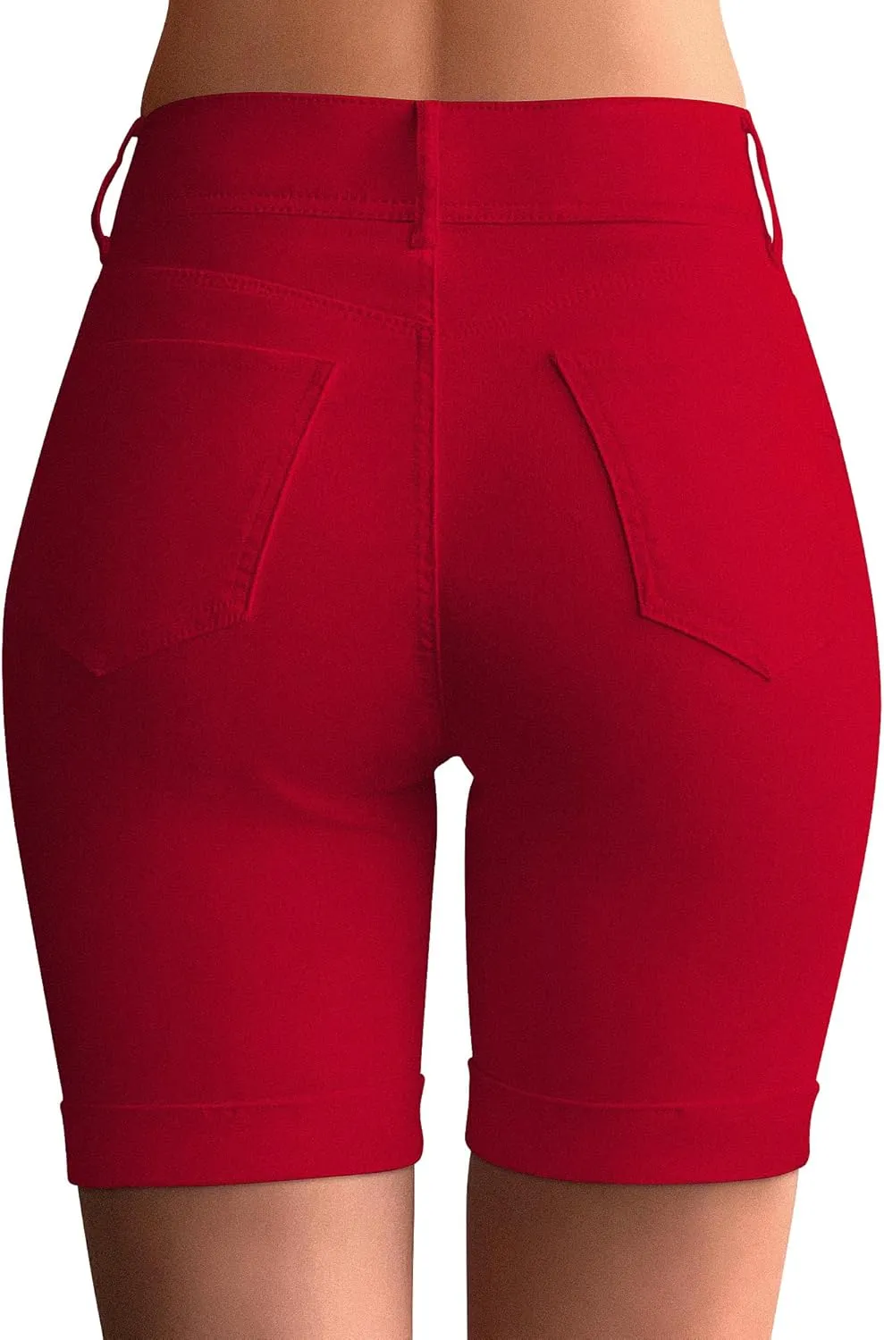 roswear Women's Mid Rise Skinny Butt Lifting Stretchy Bermuda Jeans Shorts