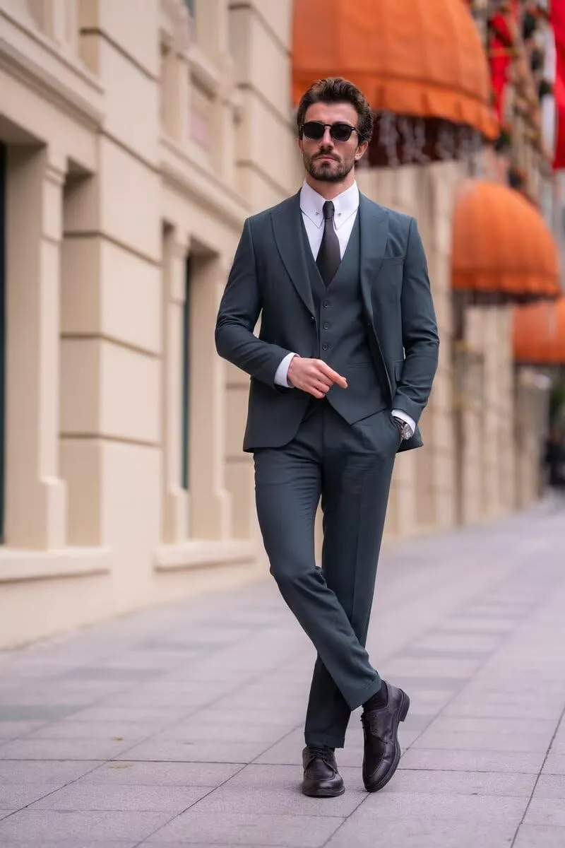 SHUZHXLZANGY Mens 3 Piece Suit Slim Fit Wedding Suits for Men Business Suits Formal