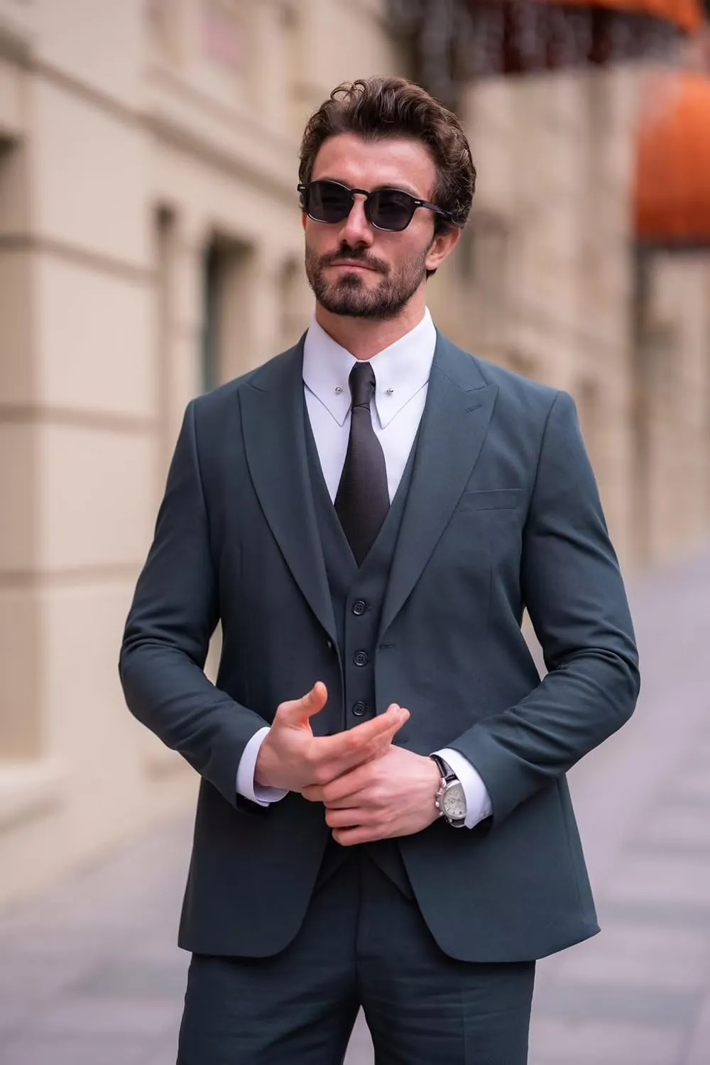 SHUZHXLZANGY Mens 3 Piece Suit Slim Fit Wedding Suits for Men Business Suits Formal