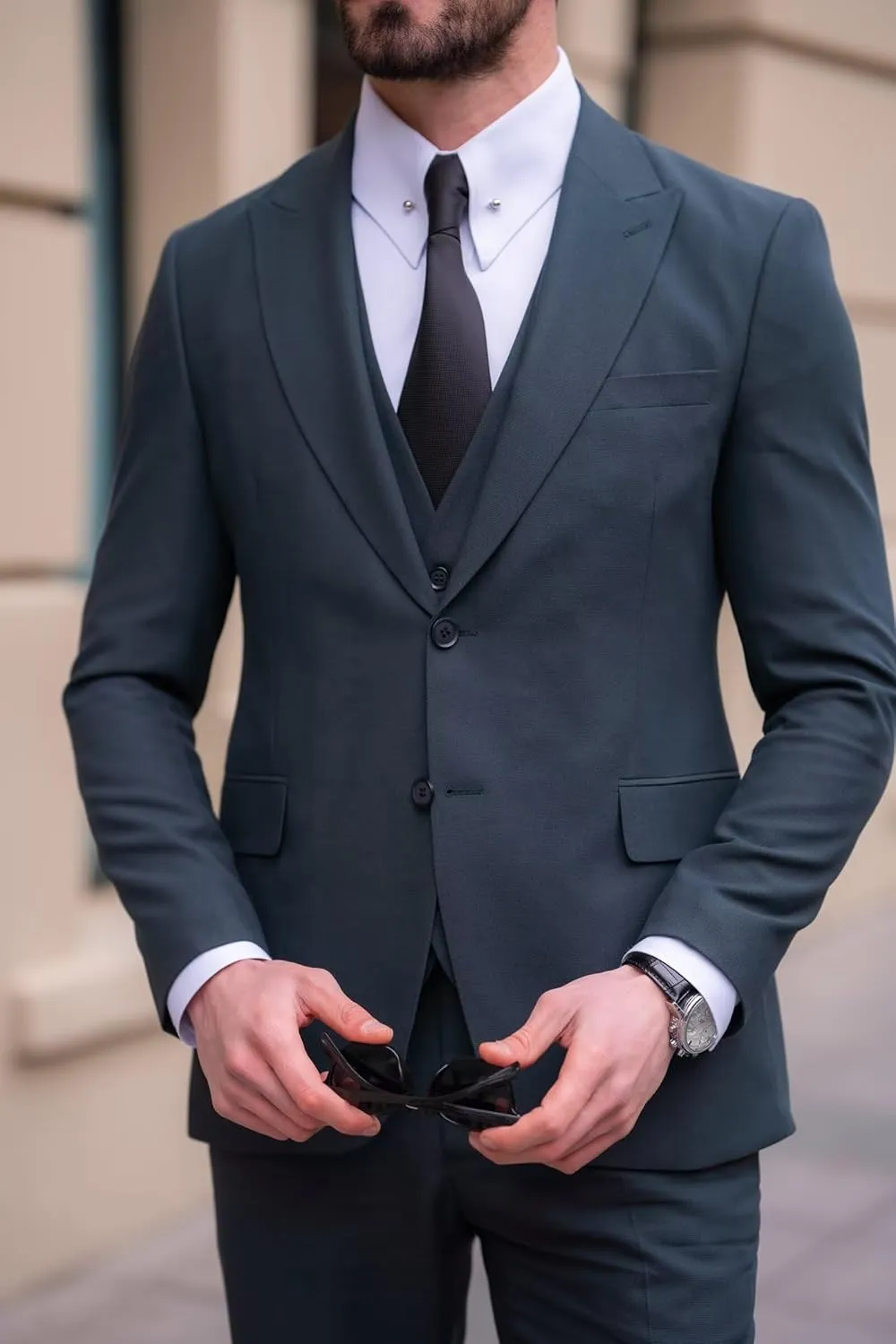SHUZHXLZANGY Mens 3 Piece Suit Slim Fit Wedding Suits for Men Business Suits Formal