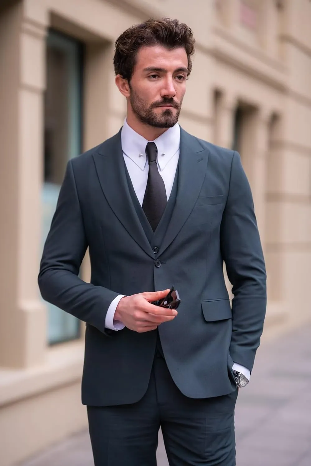 SHUZHXLZANGY Mens 3 Piece Suit Slim Fit Wedding Suits for Men Business Suits Formal