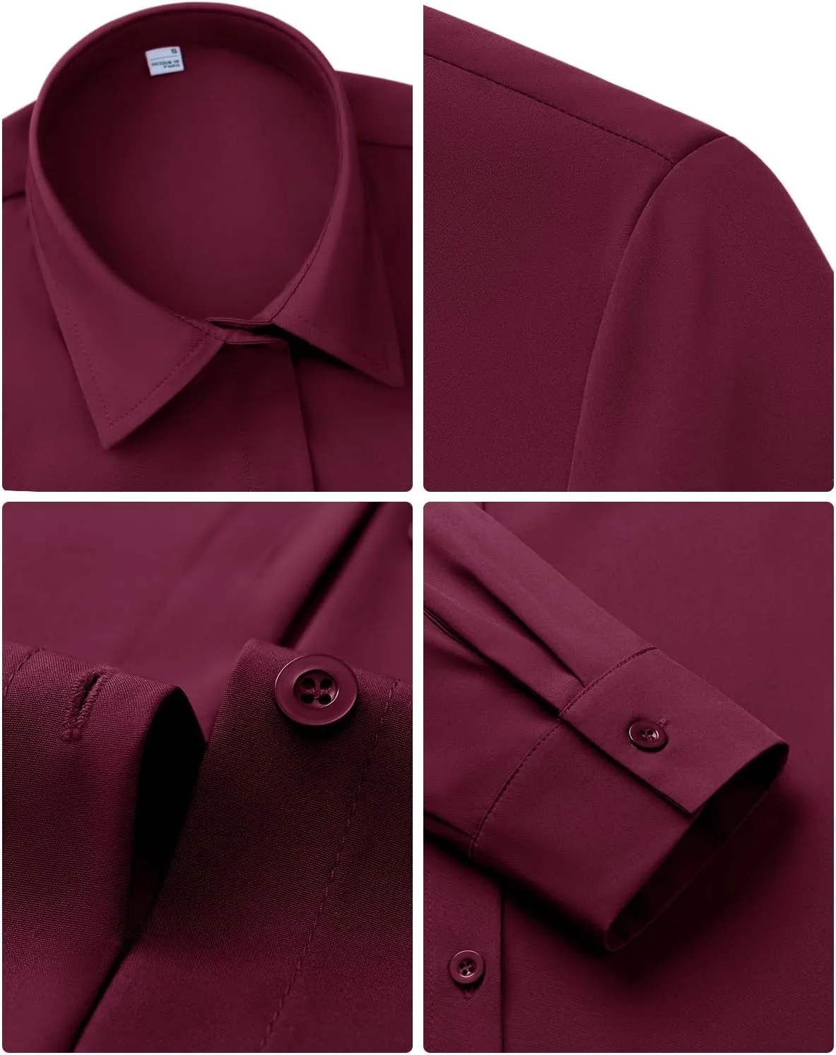 siliteelon Women's Stain Shield Dress Shirts Wrinkle Free Long Sleeve Shirts Solid Work Business Button Down Shirts