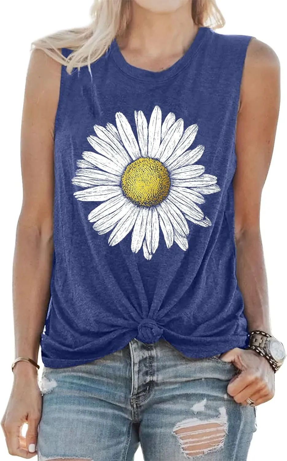 Sunflower Tank Tops Women Sunflower Graphic Tees Shirts Summer Leopard Print Sleeveless Tees Top