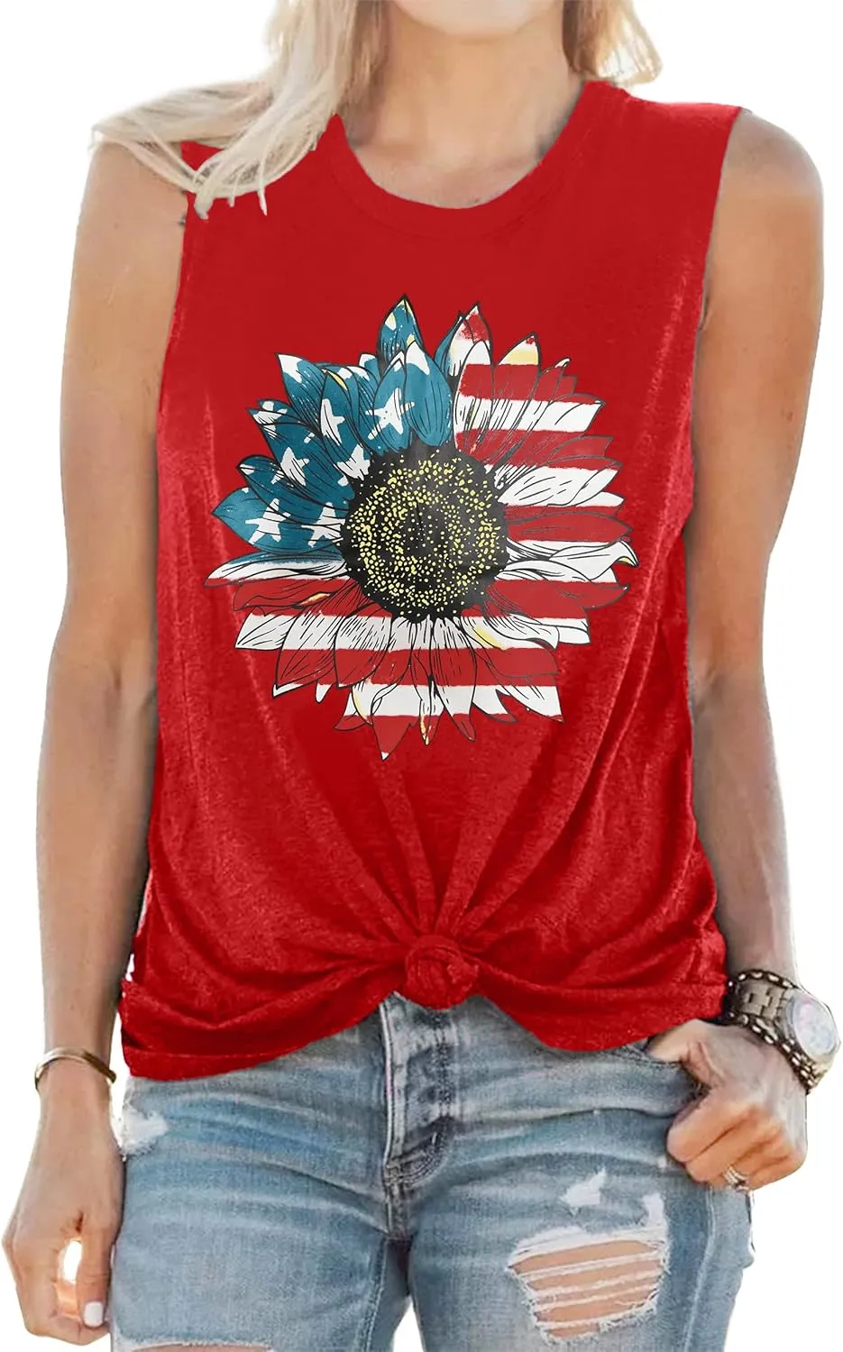 Sunflower Tank Tops Women Sunflower Graphic Tees Shirts Summer Leopard Print Sleeveless Tees Top