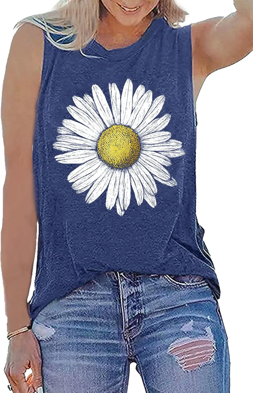 Sunflower Tank Tops Women Sunflower Graphic Tees Shirts Summer Leopard Print Sleeveless Tees Top
