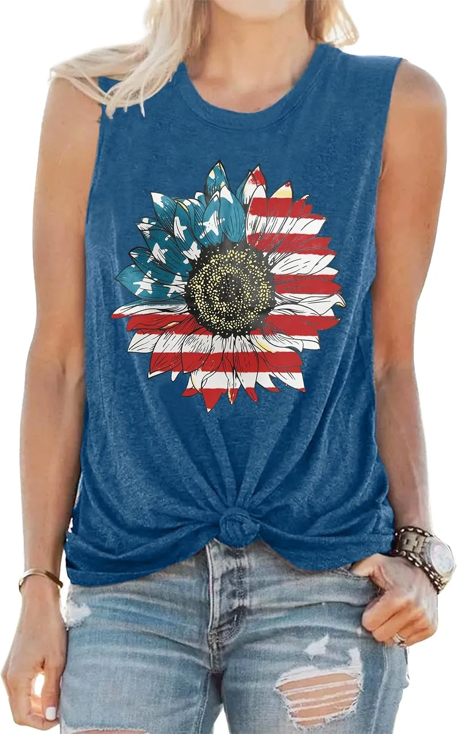 Sunflower Tank Tops Women Sunflower Graphic Tees Shirts Summer Leopard Print Sleeveless Tees Top