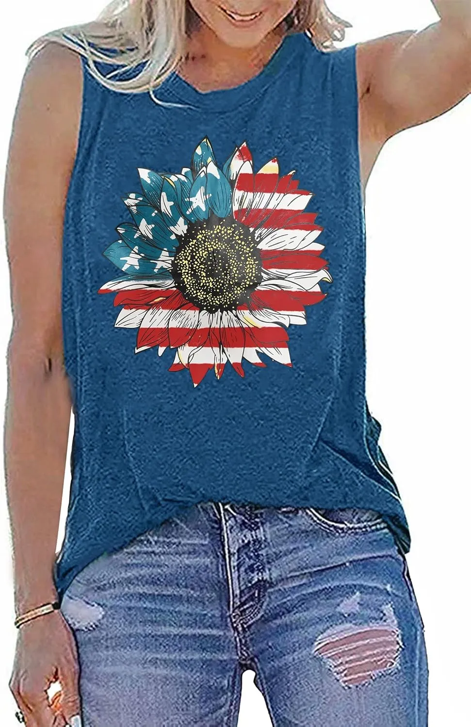 Sunflower Tank Tops Women Sunflower Graphic Tees Shirts Summer Leopard Print Sleeveless Tees Top