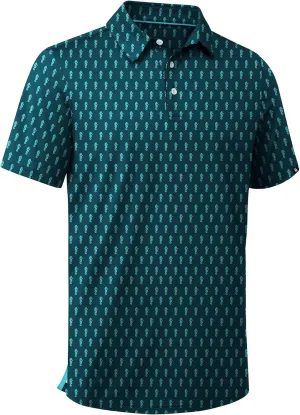 SWISSWELL Mens Golf Shirt Short Sleeve Moisture Wicking Print Polo Shirts for Men Performance Collared Summer Athletic Tshirt