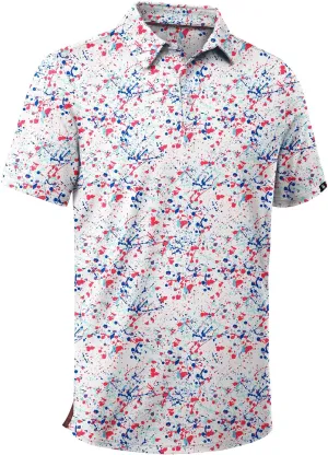 SWISSWELL Mens Golf Shirt Short Sleeve Moisture Wicking Print Polo Shirts for Men Performance Collared Summer Athletic Tshirt