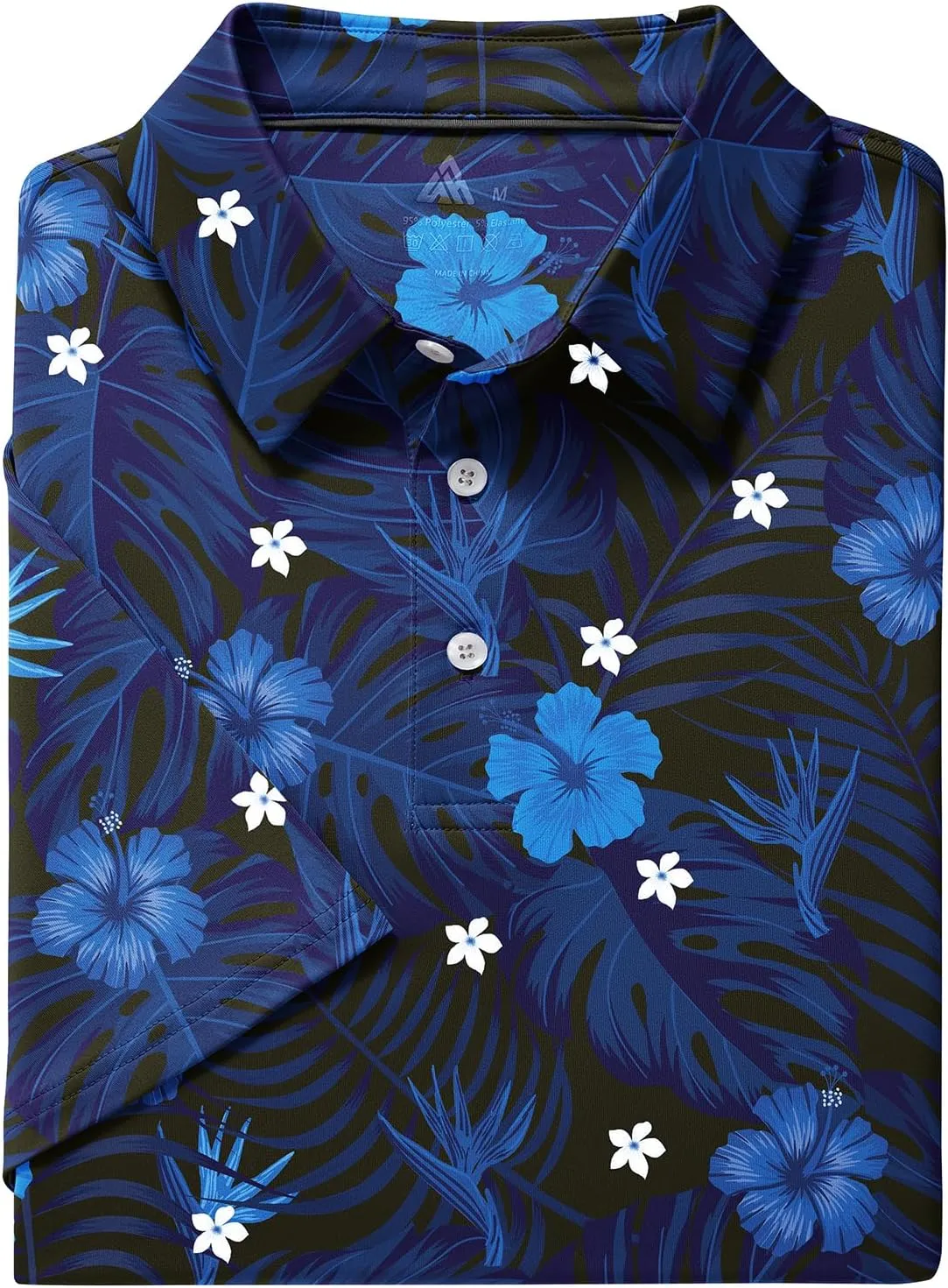 SWISSWELL Mens Golf Shirt Short Sleeve Moisture Wicking Print Polo Shirts for Men Performance Collared Summer Athletic Tshirt