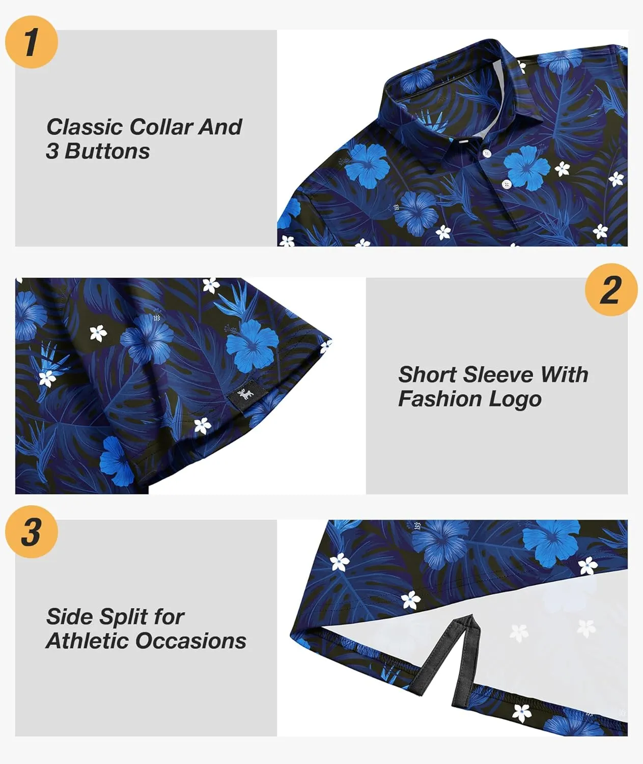 SWISSWELL Mens Golf Shirt Short Sleeve Moisture Wicking Print Polo Shirts for Men Performance Collared Summer Athletic Tshirt
