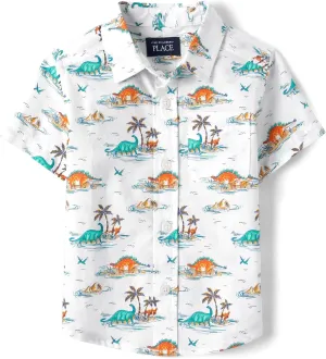 The Children's Place Baby Boys' and Toddler Poplin Short Sleeve Button Down Shirt