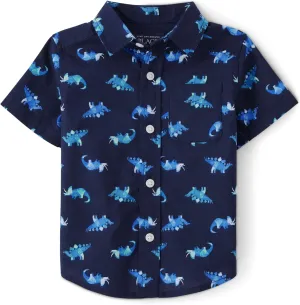 The Children's Place Baby Boys' Poplin Short Sleeve Button Down Shirt