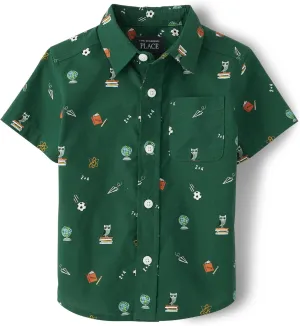 The Children's Place Baby Boys' Poplin Short Sleeve Button Down Shirt