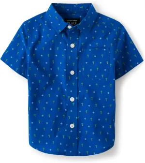The Children's Place Baby Boys' Poplin Short Sleeve Button Down Shirt