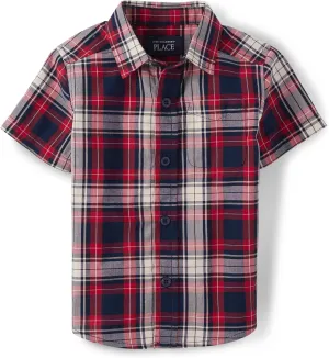 The Children's Place Baby Boys' Poplin Short Sleeve Button Down Shirt