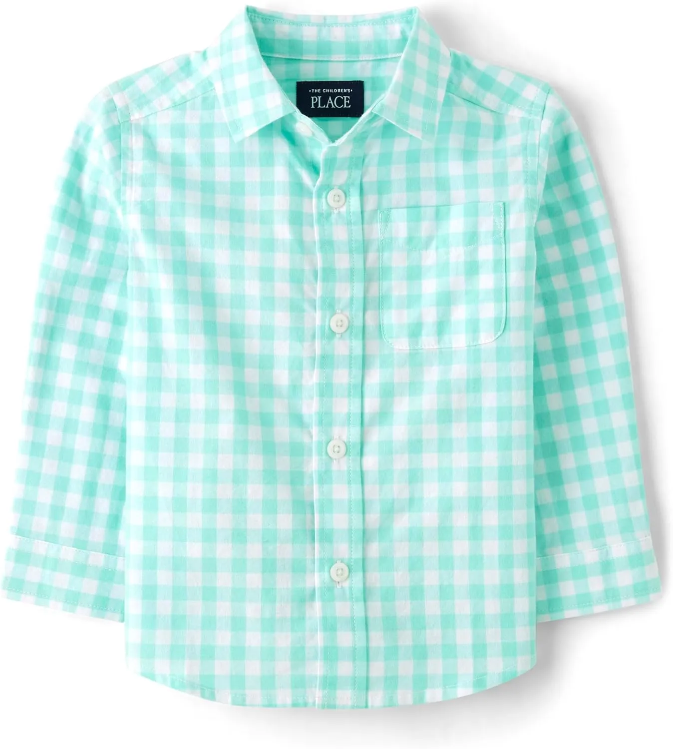 The Children's Place Boys' and Toddler Poplin Long Sleeve Button Down Shirt