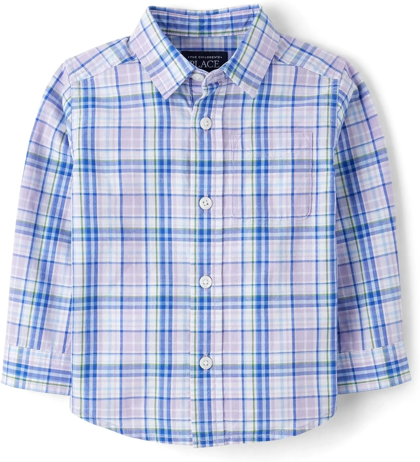 The Children's Place Boys' and Toddler Poplin Long Sleeve Button Down Shirt