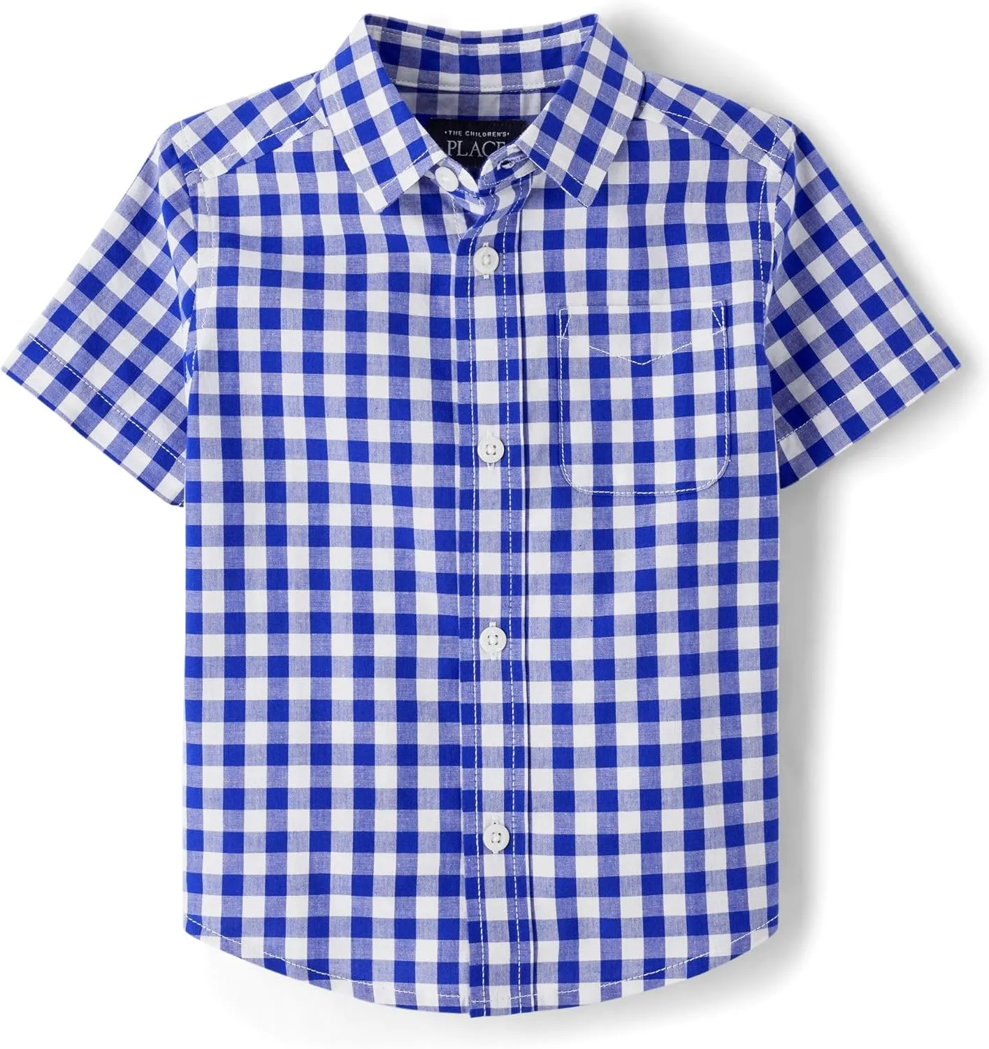 The Children's Place Boys' and Toddler Poplin Short Sleeve Button Down Shirt