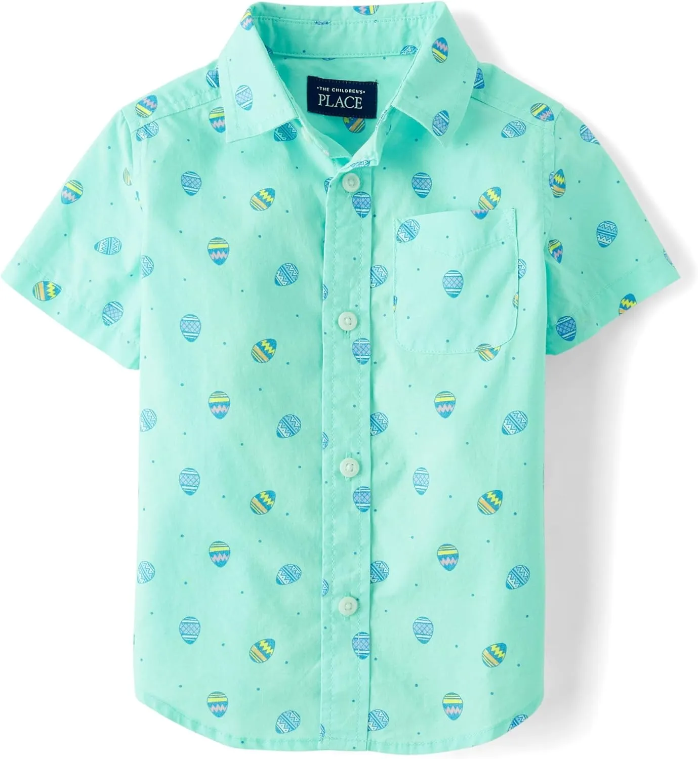 The Children's Place Boys' and Toddler Poplin Short Sleeve Button Down Shirt