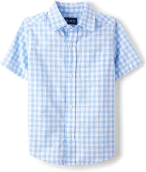The Children's Place Boys' Short Sleeve Poplin Button Down Shirt