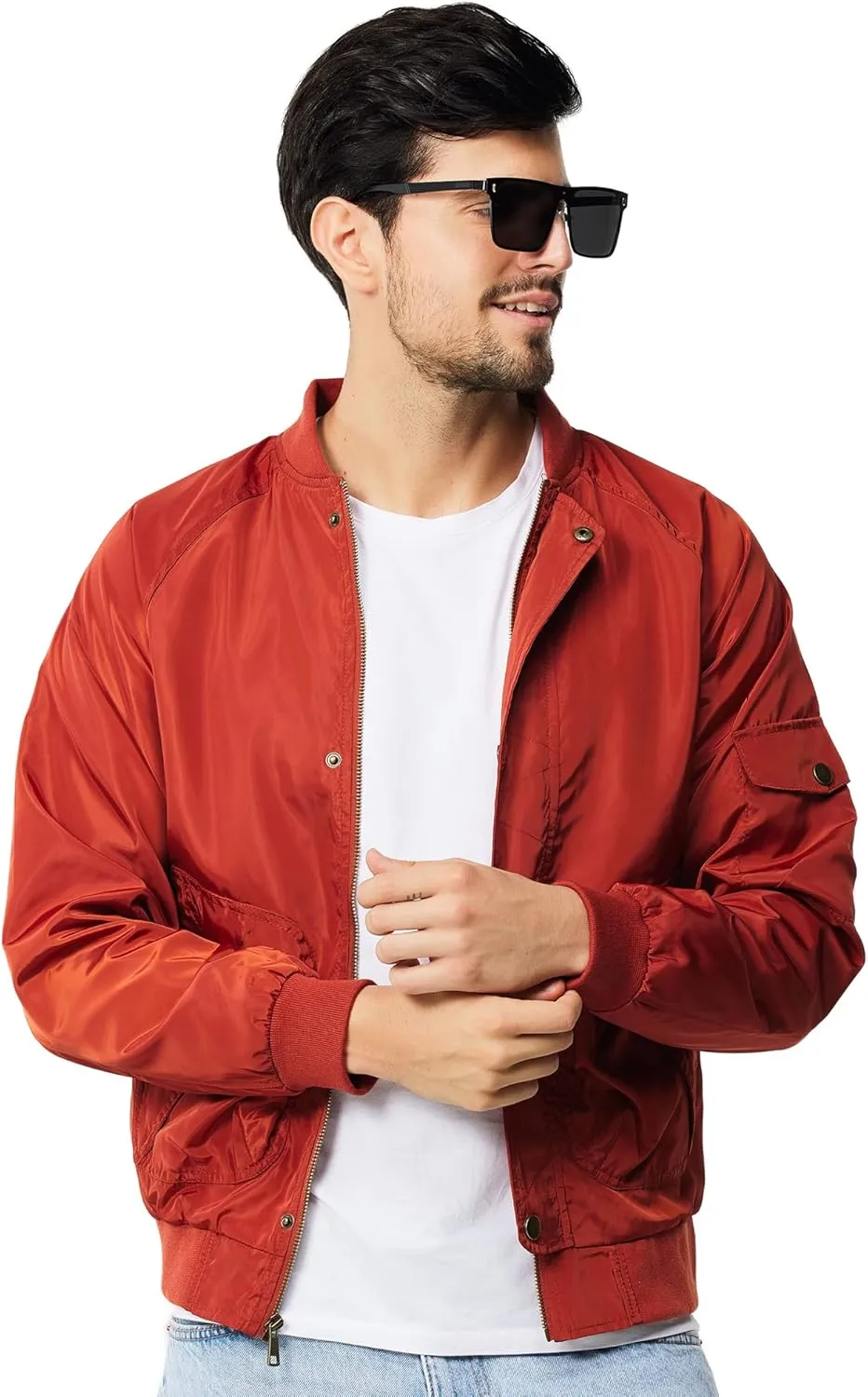 TRATENBY Men Bomber Jacket Lightweight Flight Windbreaker Jacket Spring Fall Mens Jackets