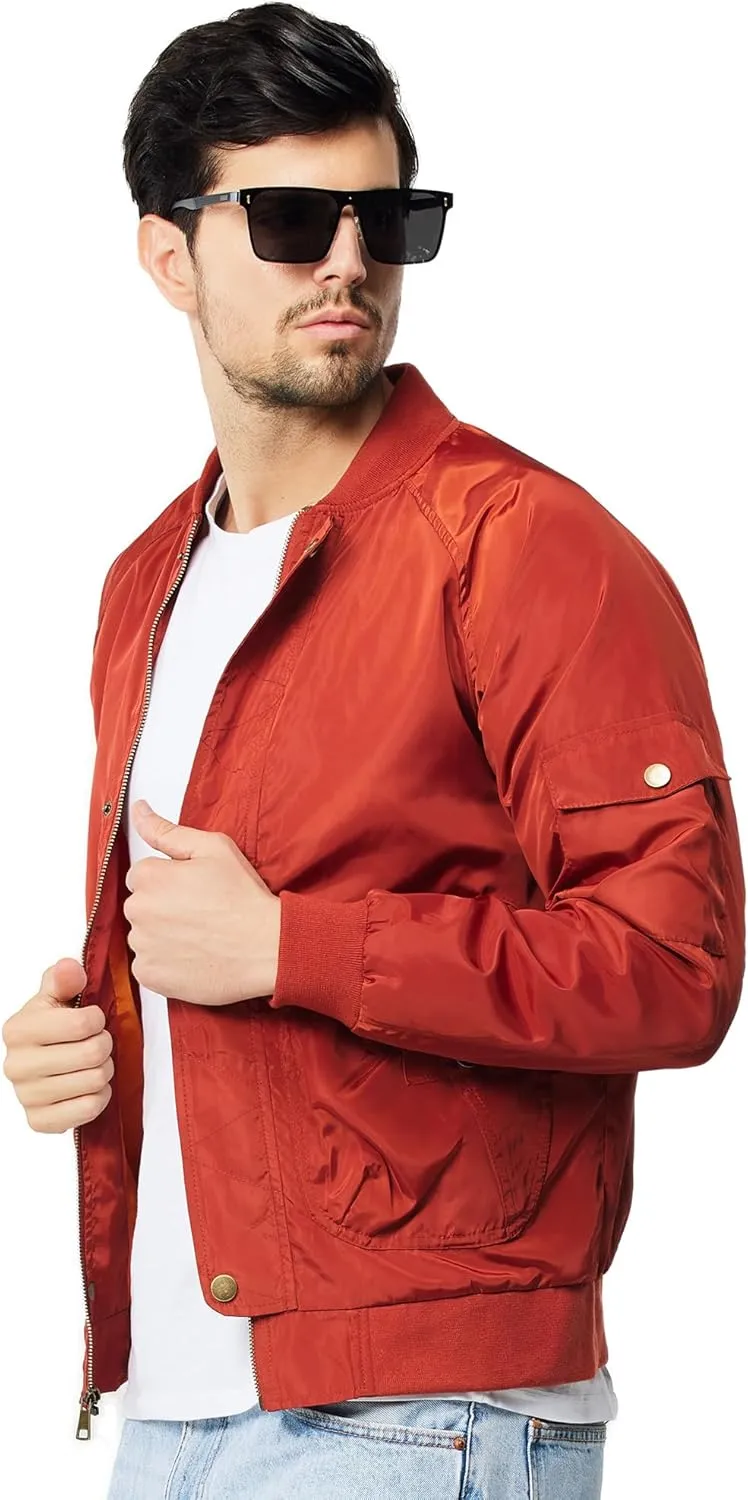 TRATENBY Men Bomber Jacket Lightweight Flight Windbreaker Jacket Spring Fall Mens Jackets