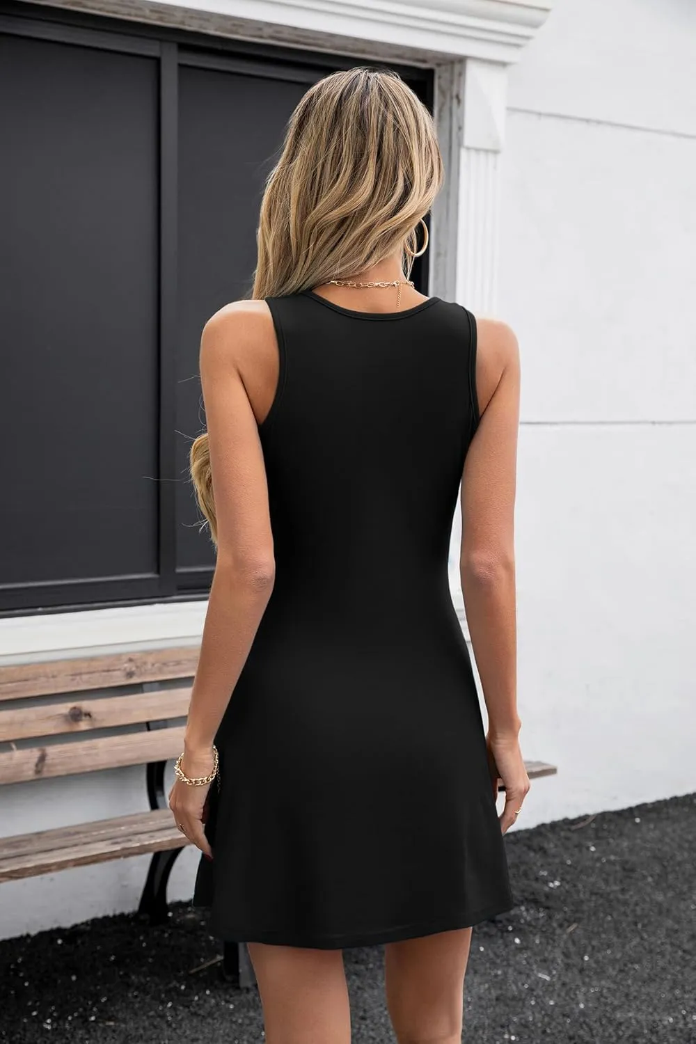 Valiamcep Womens Summer Sleeveless Beach Casual Dresses Crewneck Tank Dress Knit Sports Workout A Line Mini Dresses