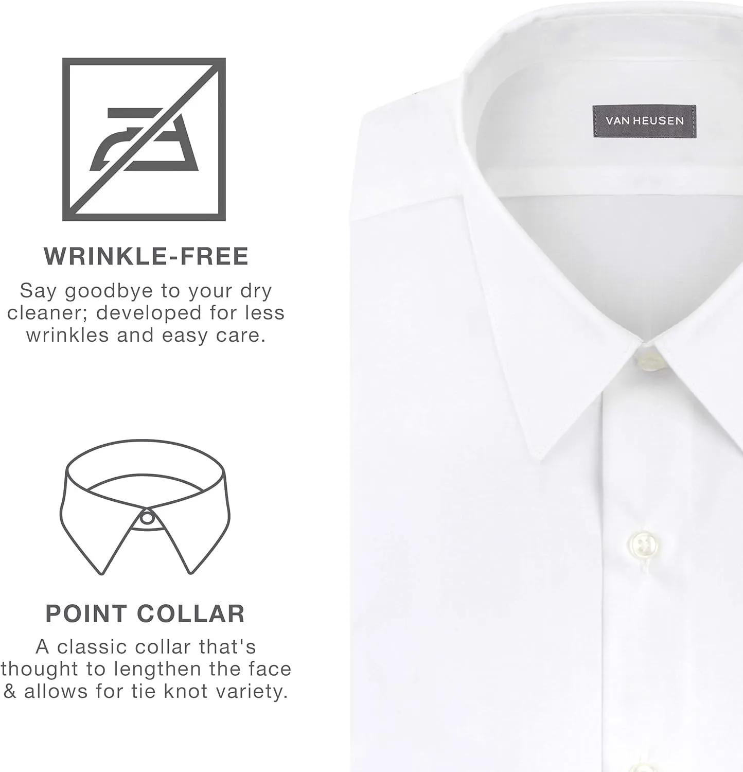 Van Heusen Men's Dress Shirt Regular Fit Poplin Solid