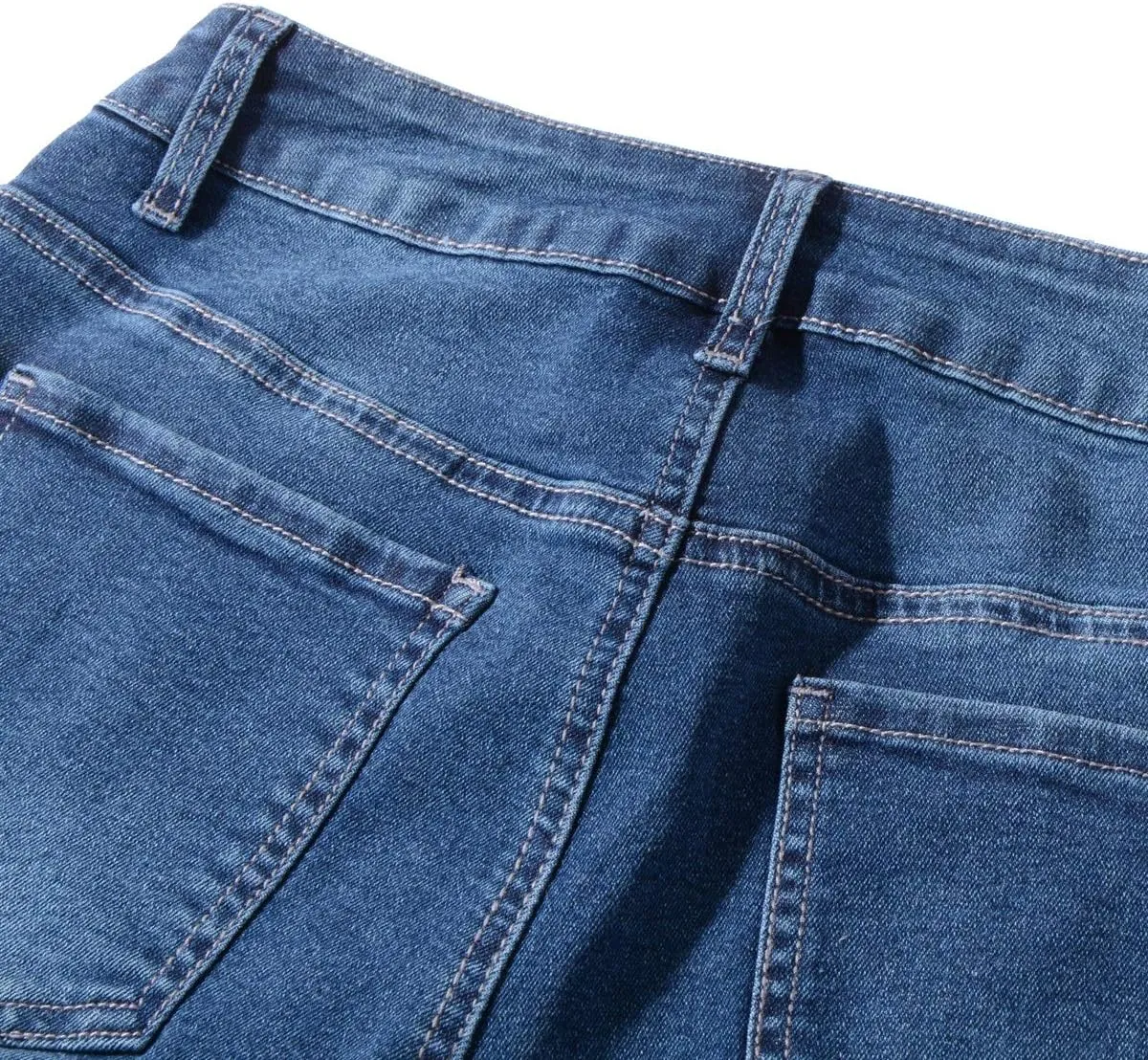 vanberfia Women's Stretchy Denim Mid Rise Jean Shorts with Pockets