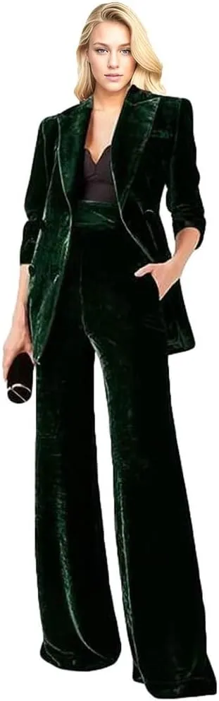 Velvet Womens Pant Suit Double Breasted Suit Women Formal Suit Womens Business Suits 2 Piece Set