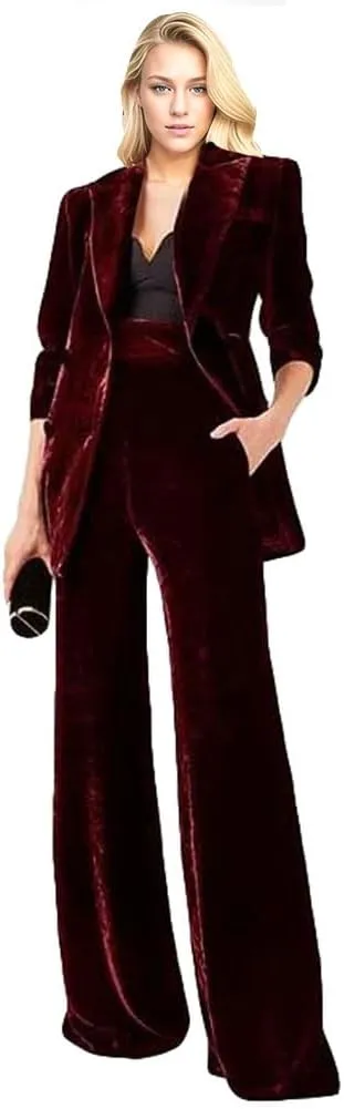 Velvet Womens Pant Suit Double Breasted Suit Women Formal Suit Womens Business Suits 2 Piece Set