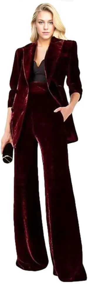Velvet Womens Pant Suit Double Breasted Suit Women Formal Suit Womens Business Suits 2 Piece Set