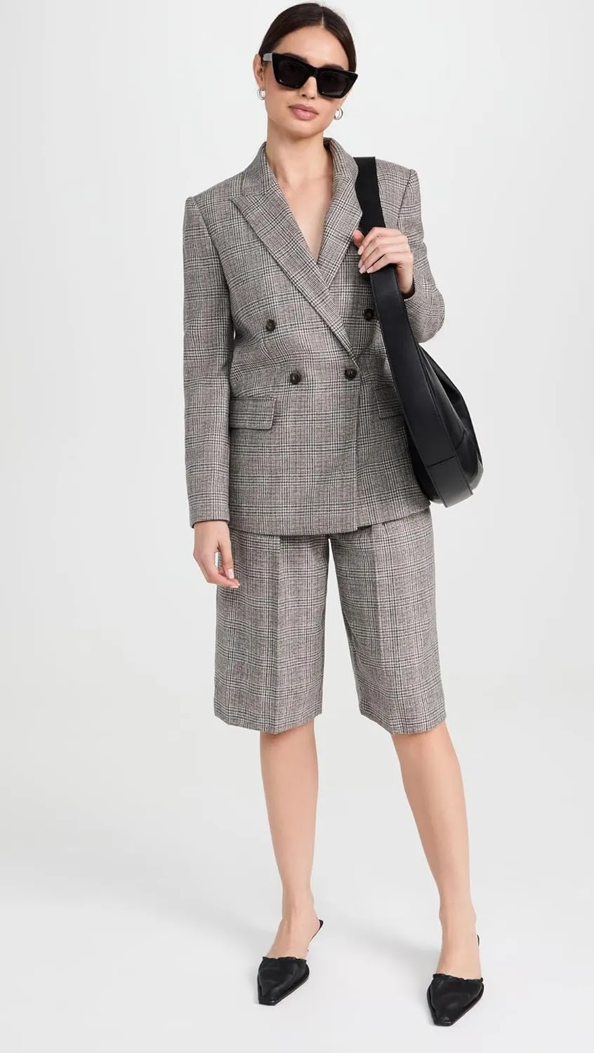 Vince Women's Plaid Double Breasted Blazer