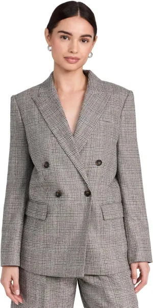 Vince Women's Plaid Double Breasted Blazer