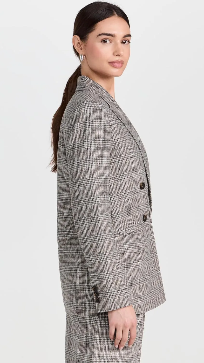 Vince Women's Plaid Double Breasted Blazer